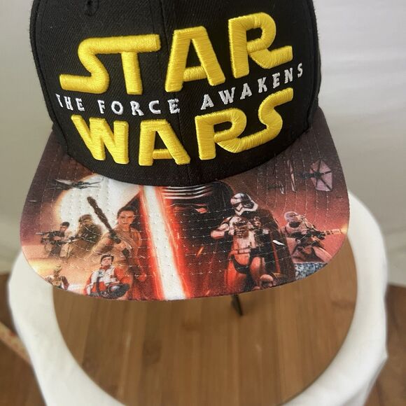 Star Wars The Force Awakens Snapback Hat Black Yellow Embroidered Flat Bill Cap - Picture 2 of 7